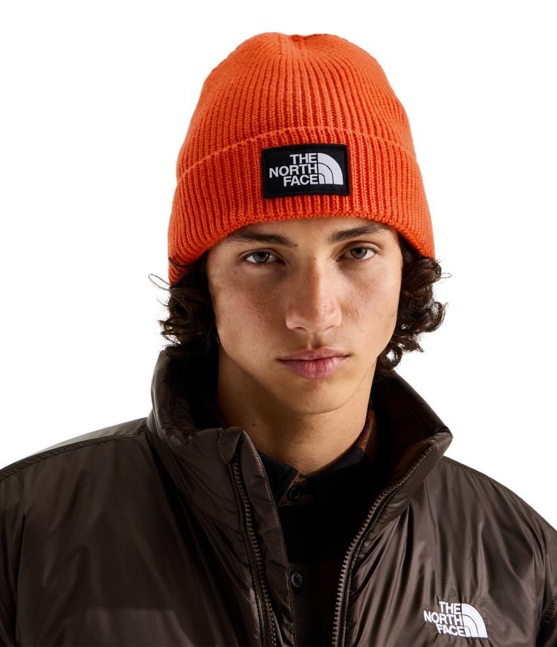 TNF Logo Box Cuffed Beanie - tnf orange 1