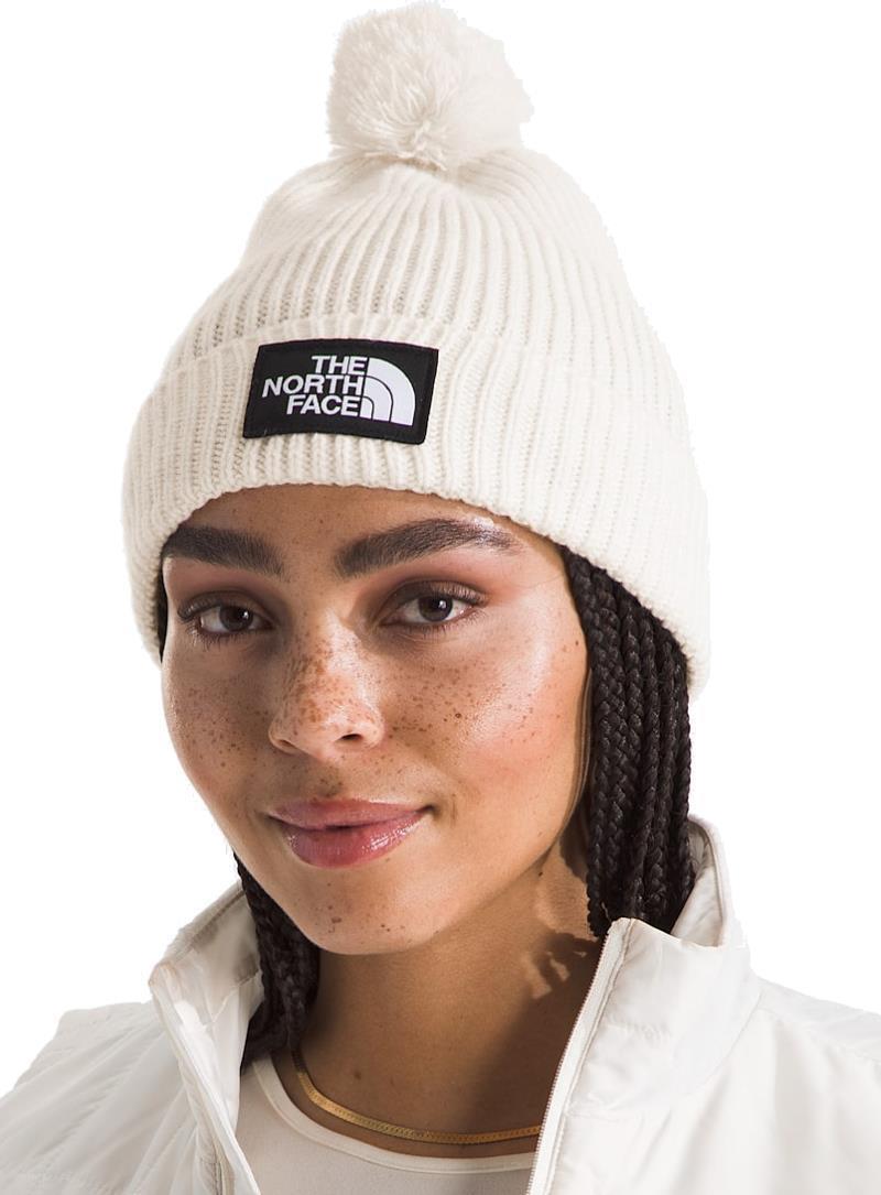 TNF Logo Box Pom Beanie - white dune 1