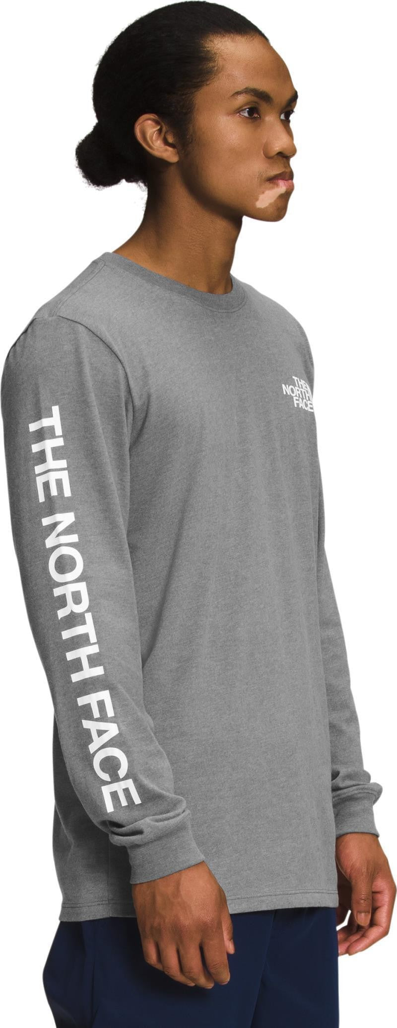 TNF Sleeve Hit LS Tee - Mens - tnf medium grey heather / tnf white 1
