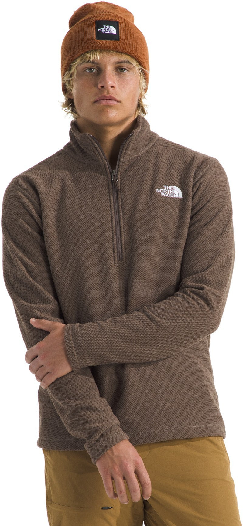 Textured Cap Rock 1/4 Zip - Mens - smokey brown heather 1
