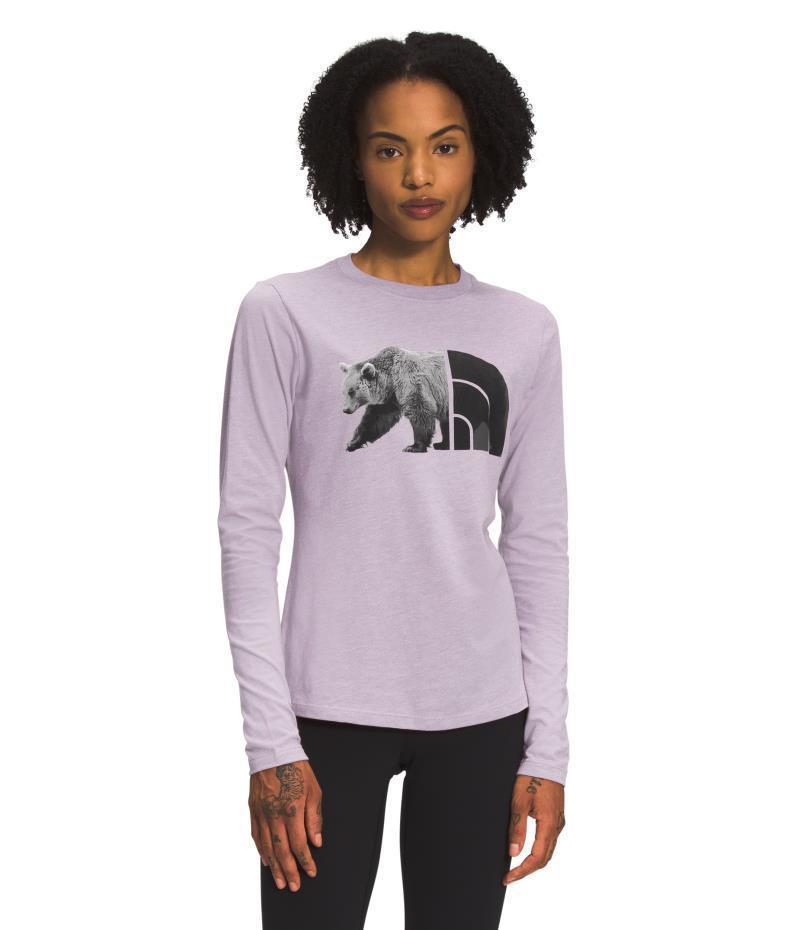 Tri-Blend Bear LS Tee - Womens - Lavender Fog Heather / TNF Black 1