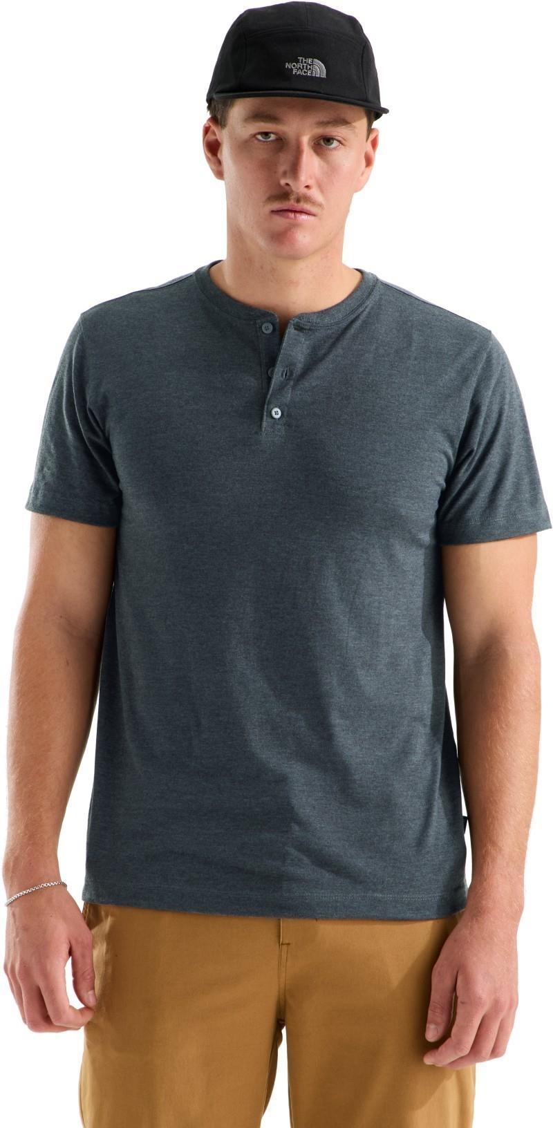 Tri-Blend SS Henley - Mens - tnf dark grey heather 1