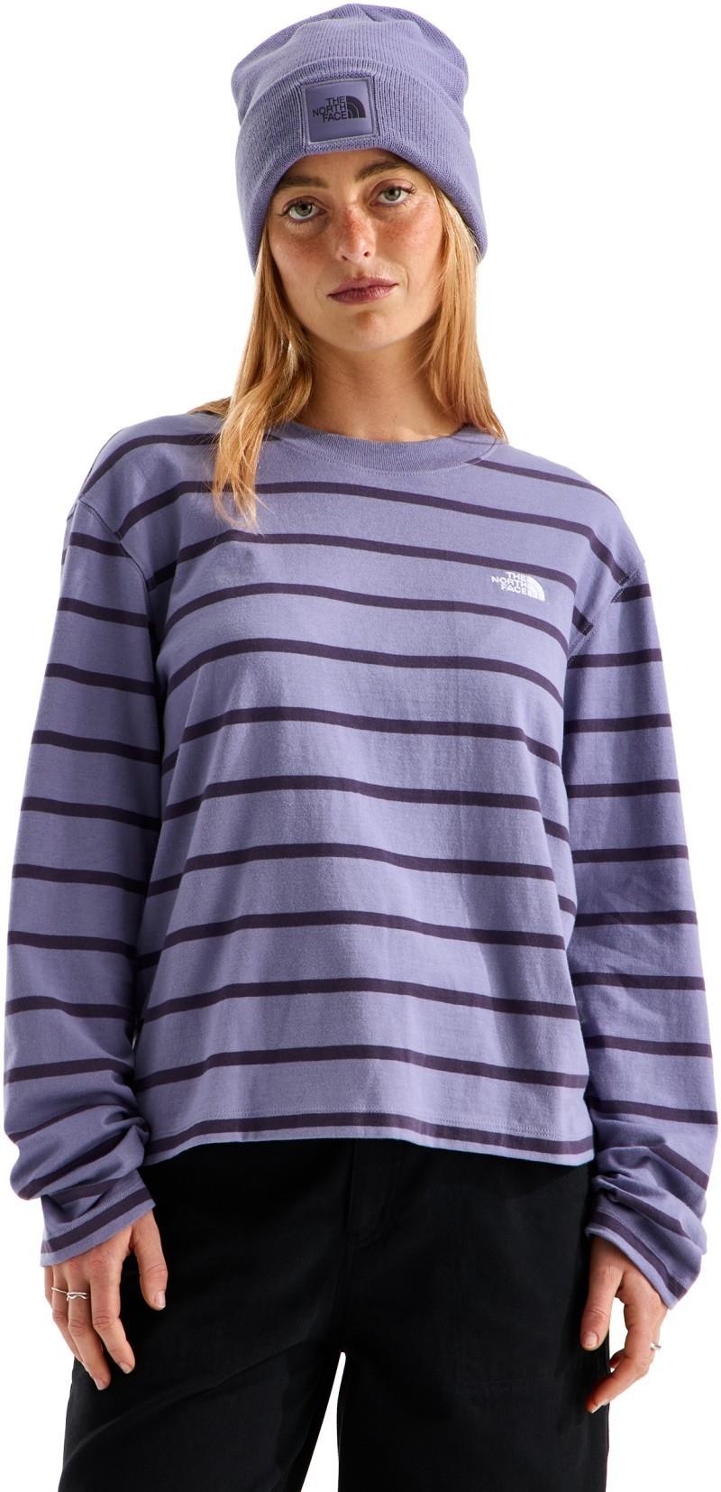 Vista Stripe LS Tee - Womens - grounded plum tnf open stripe 1