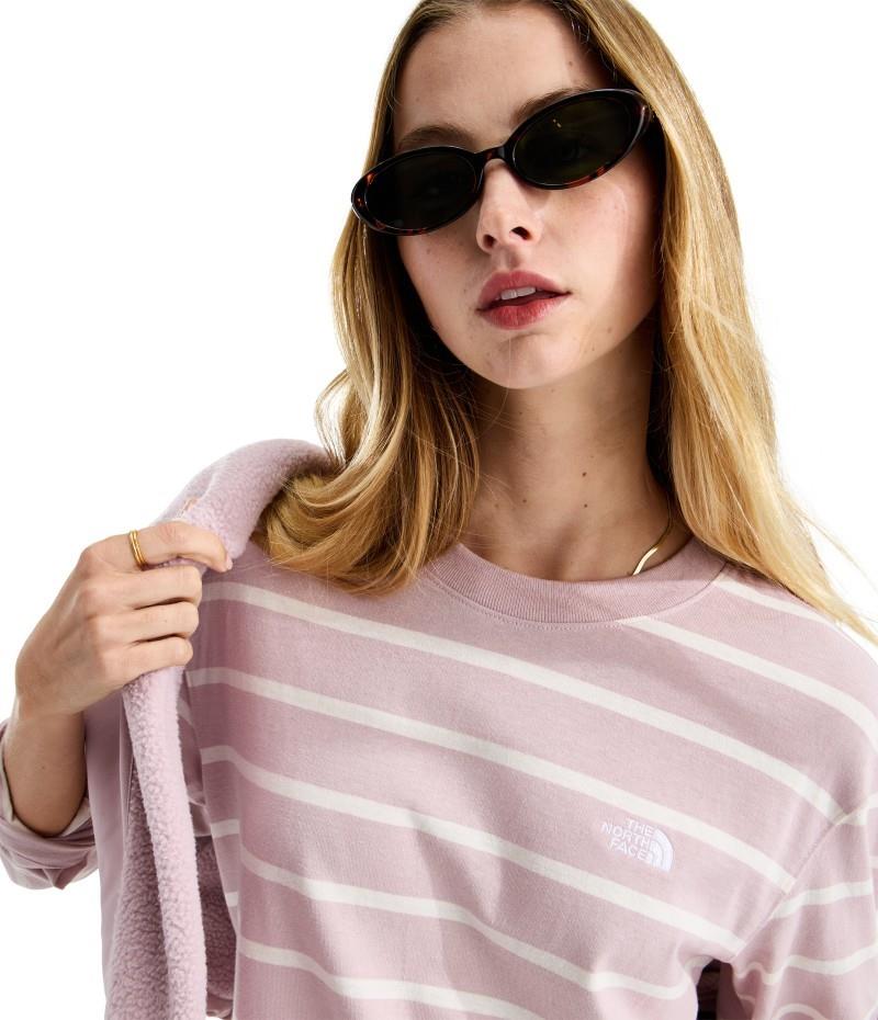 Vista Stripe LS Tee - Womens - metal pink tnf open stripe 1