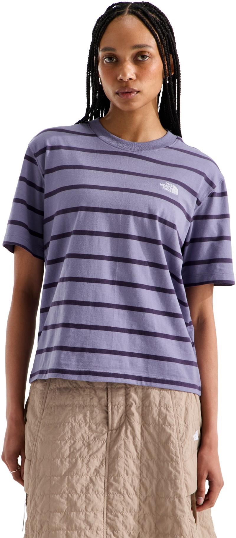 Vista Stripe SS Tee - Womens - grounded plum tnf open stripe 1