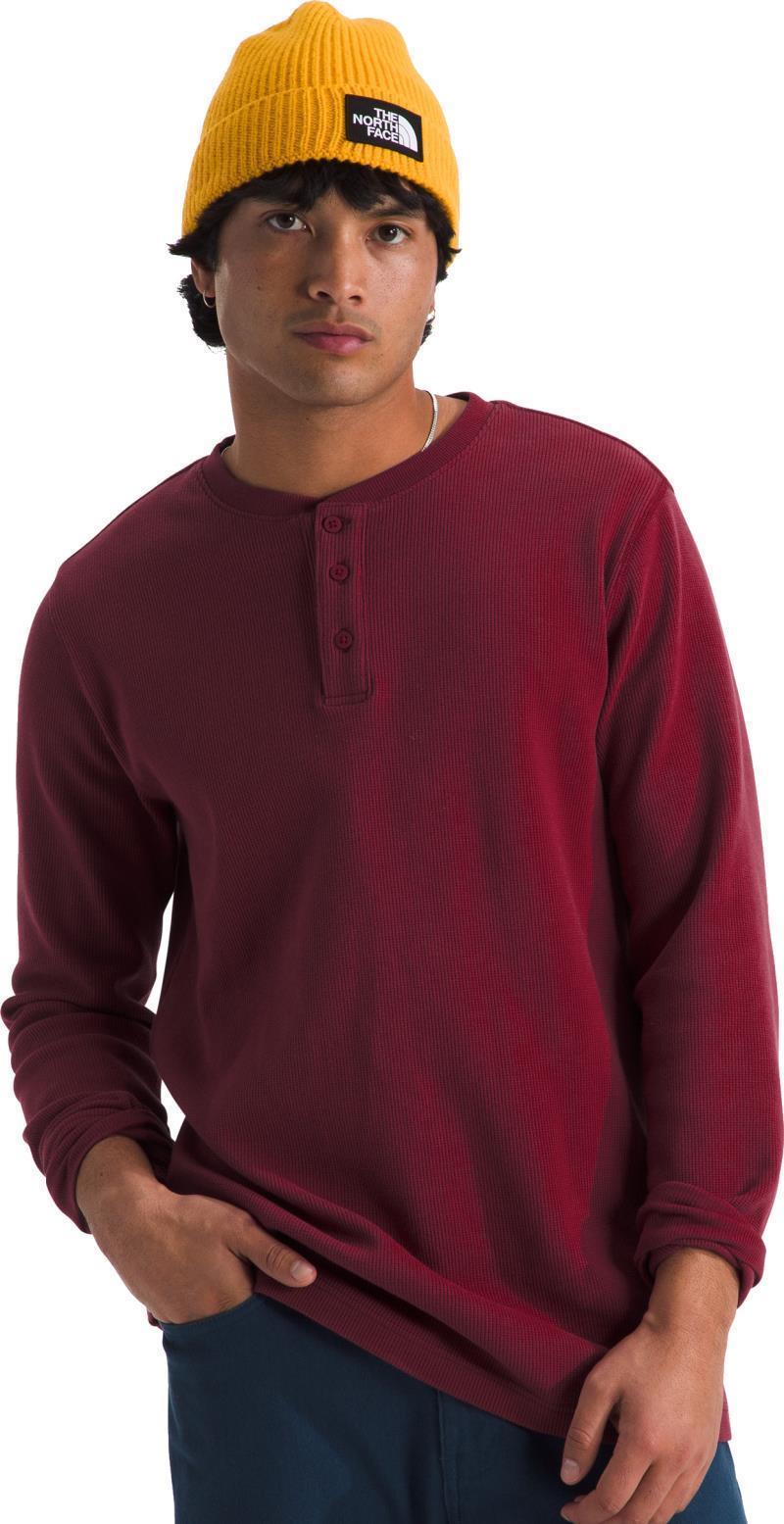 Waffle LS Henley - Mens - beetroot 1