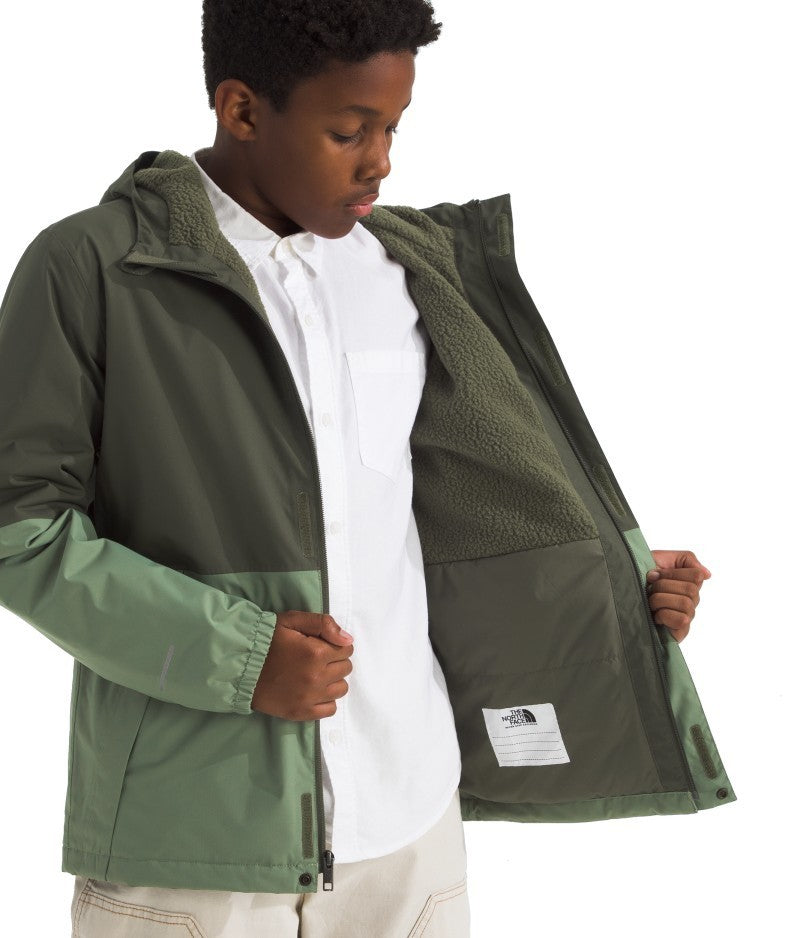 Warm Antora Rain Jacket - Boys - new taupe green / bark mist 1
