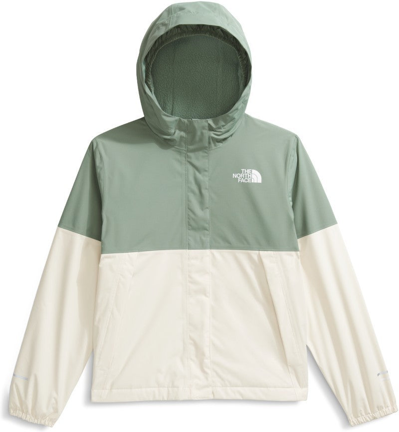 Warm Antora Rain Jacket - Girls - slate moss / white dune 1