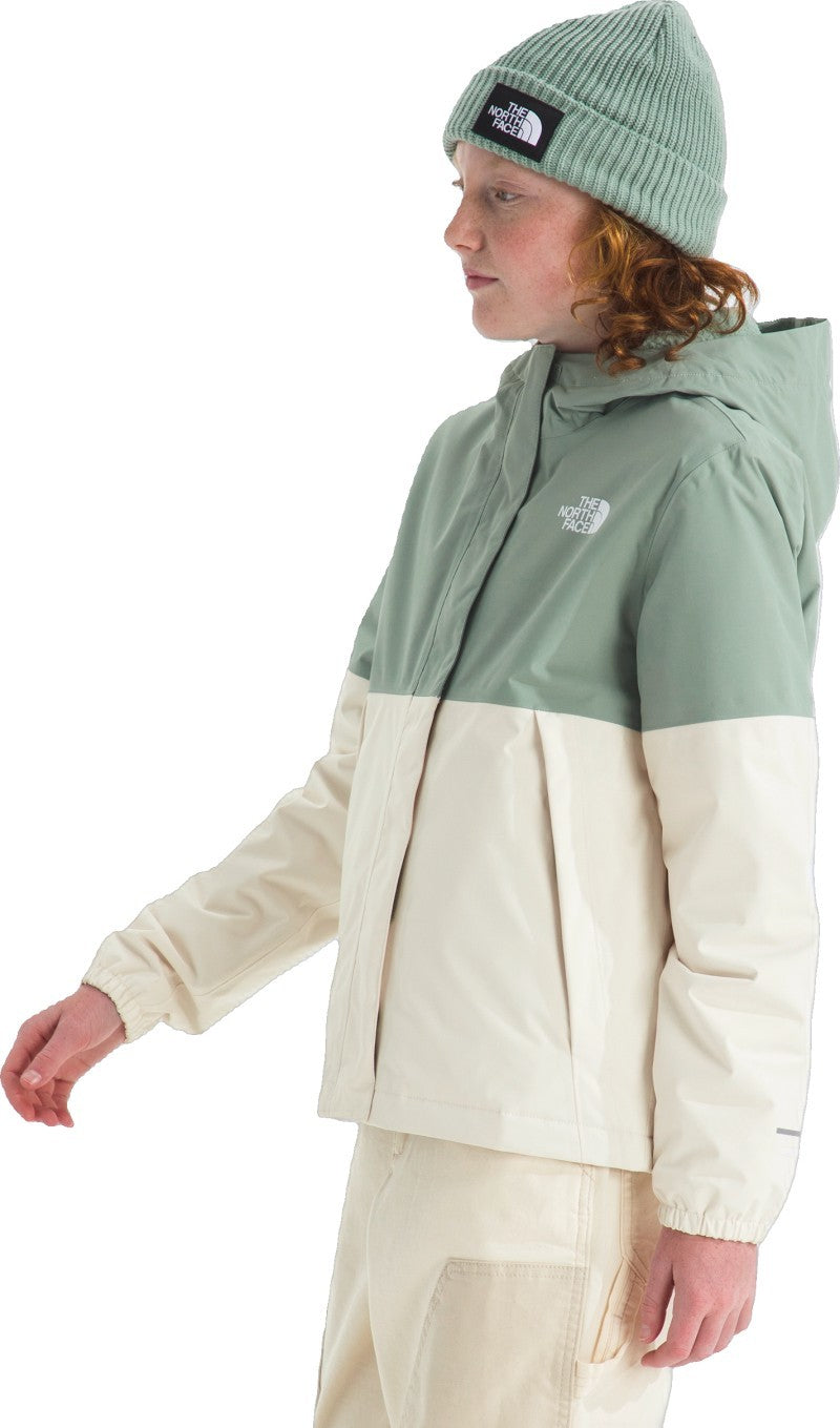Warm Antora Rain Jacket - Girls - slate moss / white dune 1