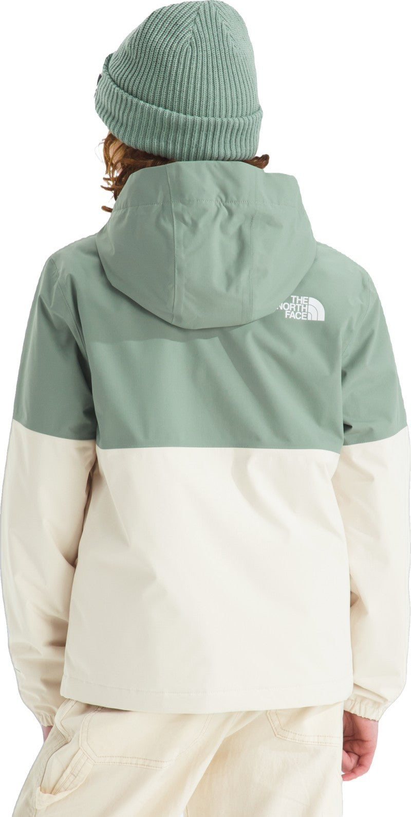 Warm Antora Rain Jacket - Girls - slate moss / white dune 1