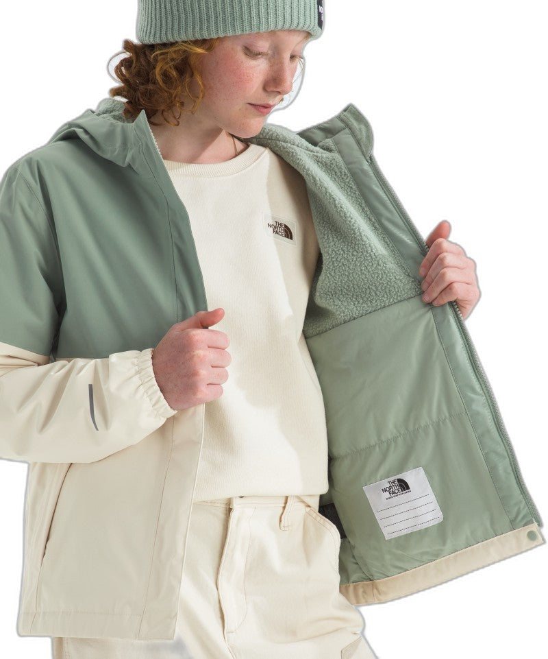 Warm Antora Rain Jacket - Girls - slate moss / white dune 1