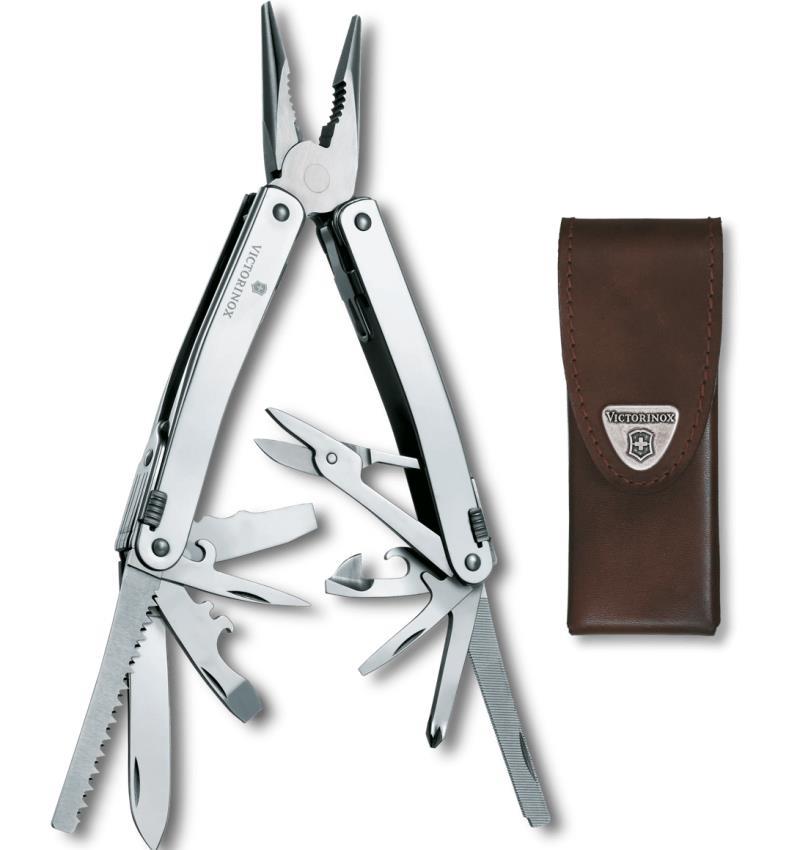 Swiss Tool Spirit X w/ Leather Pouch - silver 1