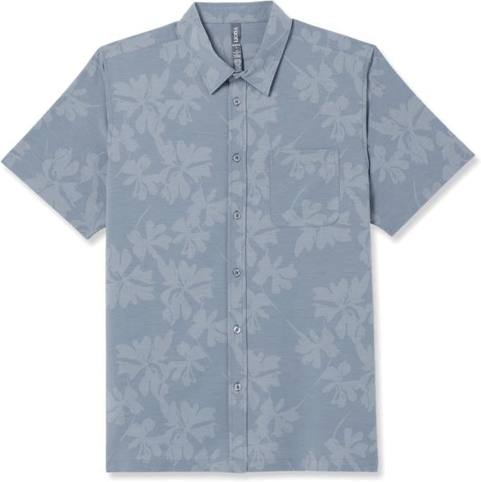 Bridge SS Button Down - Mens - dusty blue plumeria 1