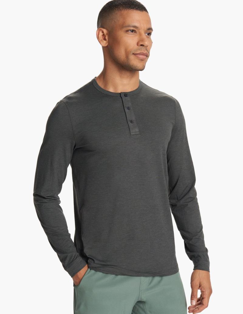 Ease Performance LS Henley - Mens - Charcoal Heather 2