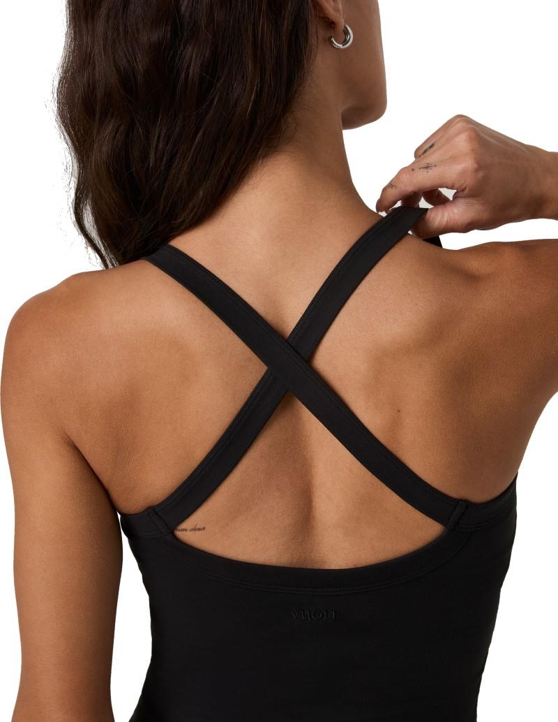Halo Cross Back Tank - Womens - solid black 1