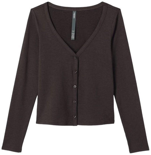 Halo V-Neck LS Cardigan - Womens - java heather 1