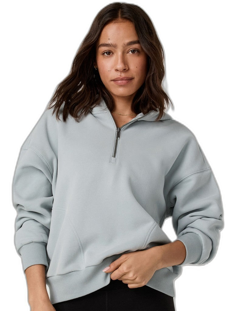 Restore OS Half Zip Hoodie - Womens - blue haze 1