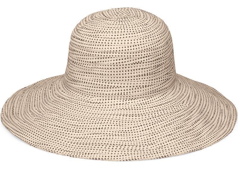 Scrunchie Hat - Womens - Natural / Brown Dots 1