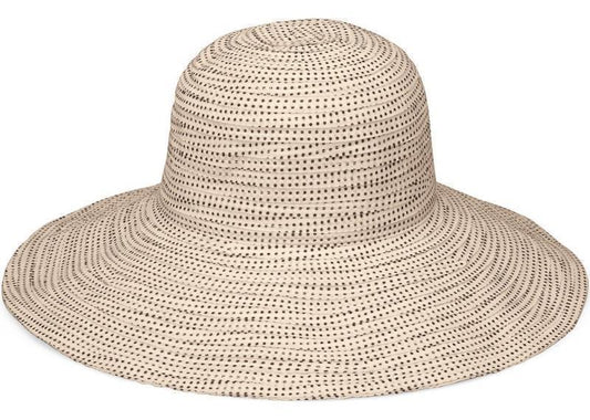 Scrunchie Hat - Womens - Natural / Brown Dots 1