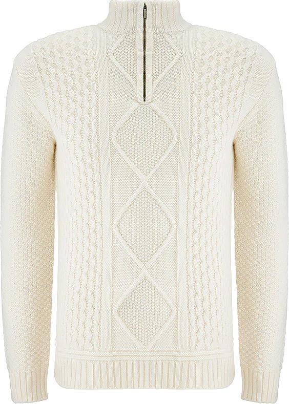 Kvittholmen Zip Up Sweater - Mens - Bright White 1