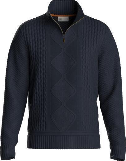Kvittholmen Zip Up Sweater - Mens - Navy Blue 1
