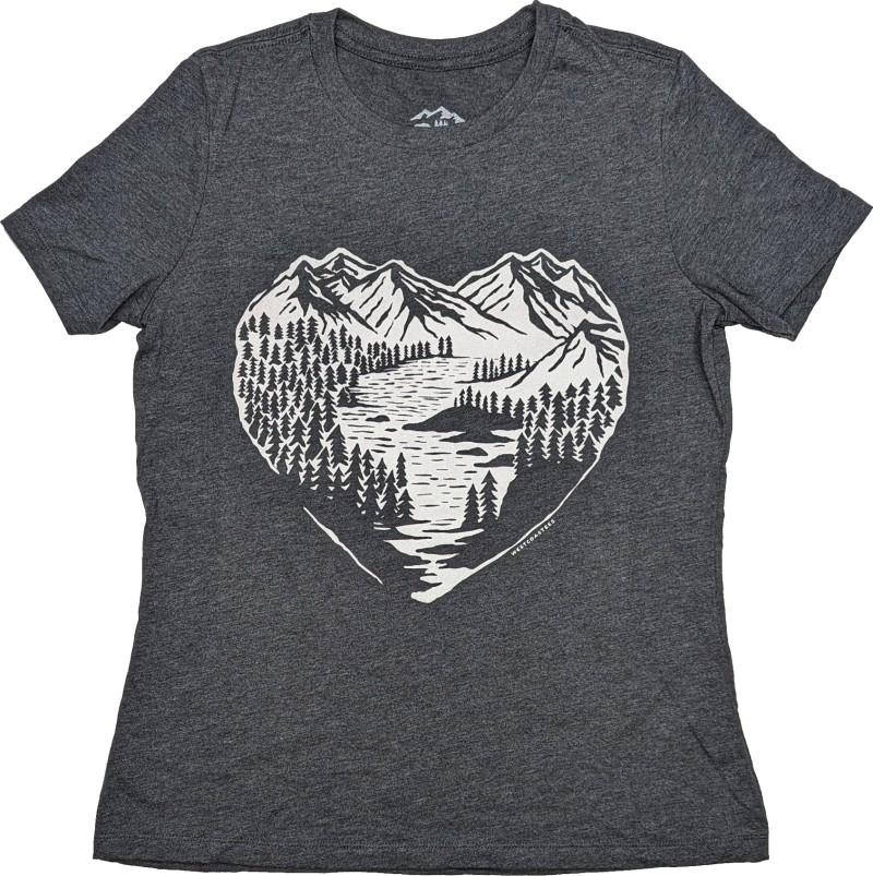 Cove Heart Crewneck T-Shirt - Womens - dark heather grey 1