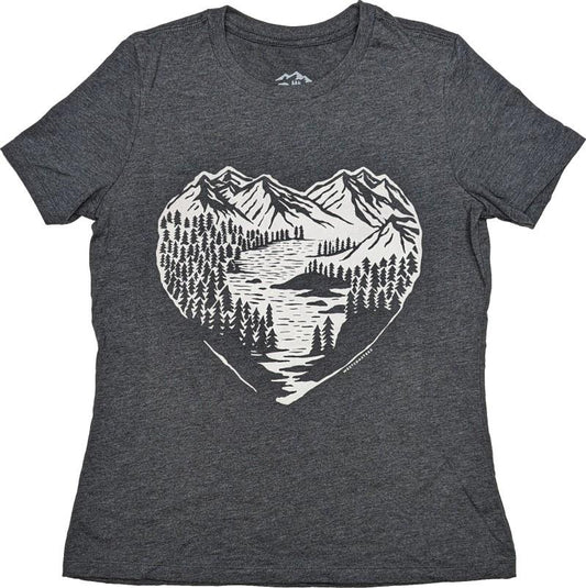 Cove Heart Crewneck T-Shirt - Womens - dark heather grey 1