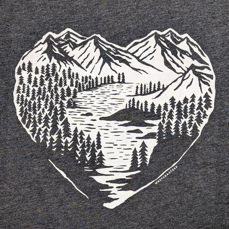 Cove Heart Crewneck T-Shirt - Womens - dark heather grey 1