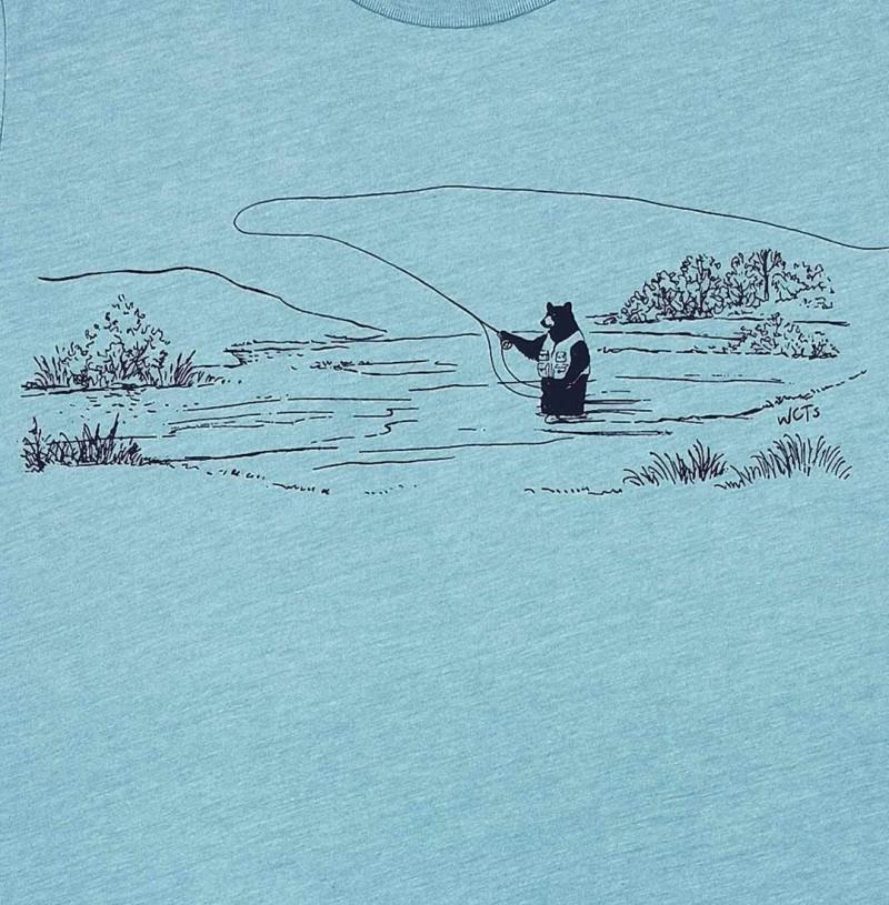 Fly Fishing Bear T-Shirt - Unisex - ocean blue 1