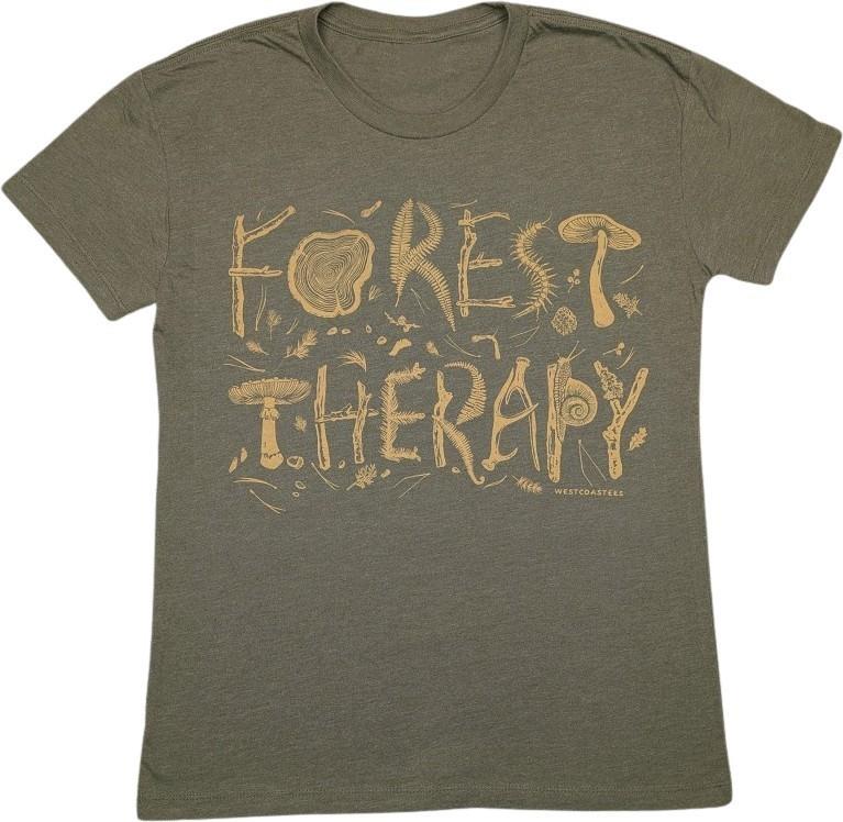 Forest Therapy Crewneck T-Shirt - Womens - olive heather 1