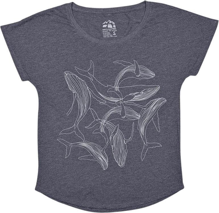Playing Humpback Scoop Neck T-Shirt - Womens - heather navy 1