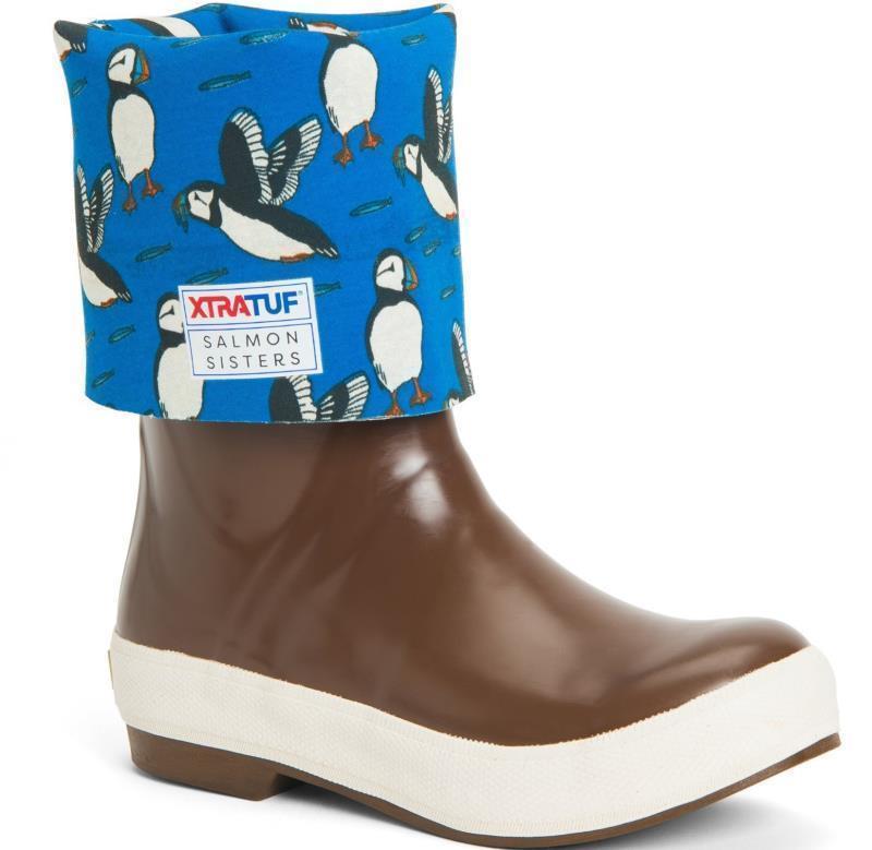 15" Salmon Sisters Legacy Boots - Womens - Brown / Puffin Print 1