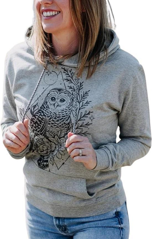 Floral Owl Hoody - Unisex - heather grey 1