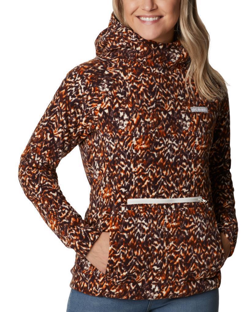 Ali Peak Hooded Fleece - Womens - Warm Copper Terrain Print 1