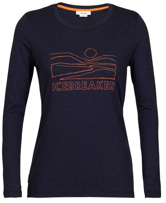 Central Classic LS Tee - icebreaker Sunset - Womens - Midnight Navy 1
