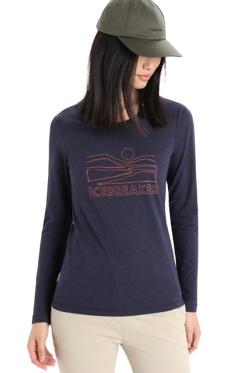 Central Classic LS Tee - icebreaker Sunset - Womens - Midnight Navy 2