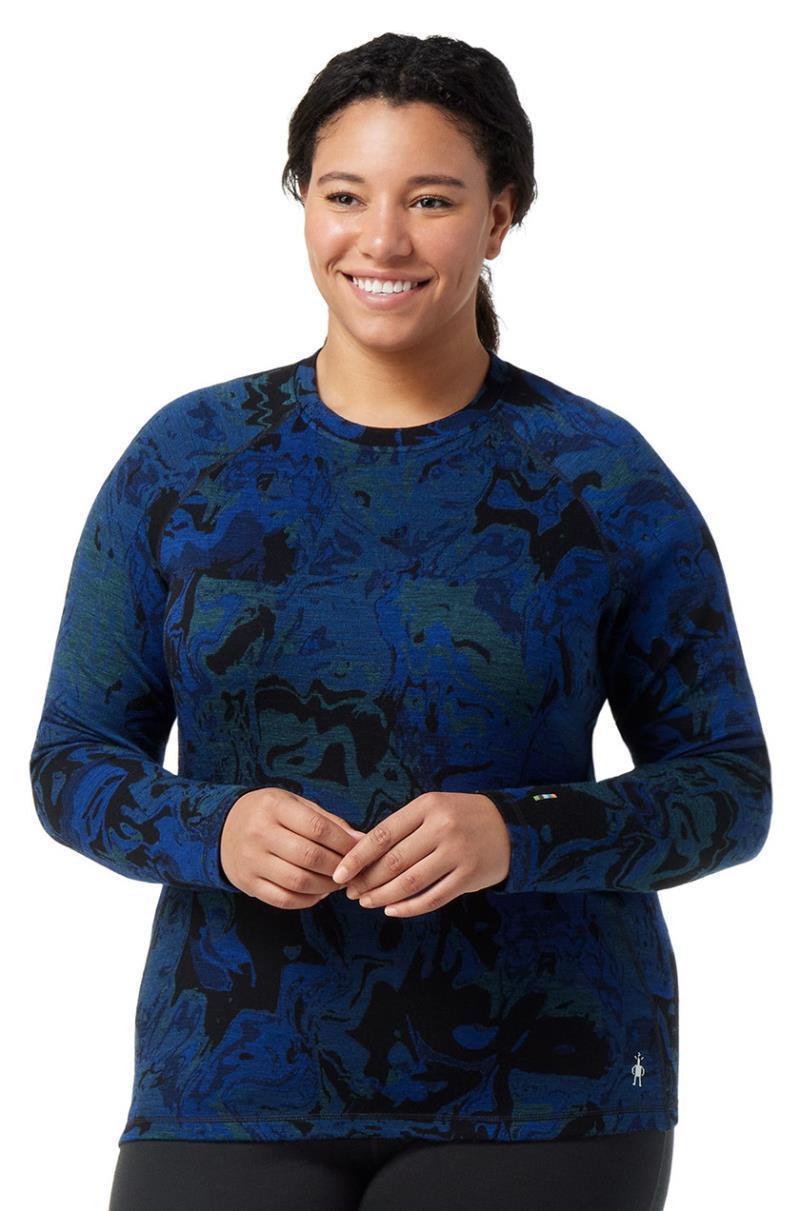 Classic Thermal Merino Base Layer Pattern Crew Plus - Womens - Blueberry Hill Marble 2