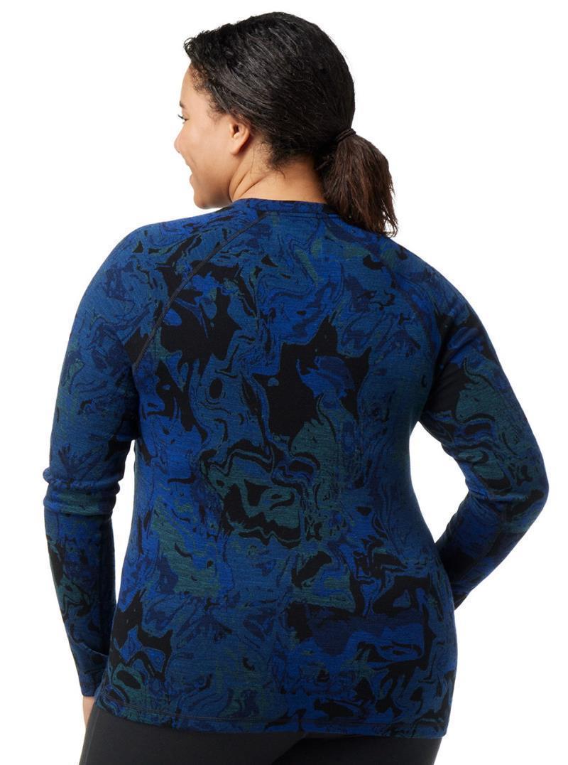 Classic Thermal Merino Base Layer Pattern Crew Plus - Womens - Blueberry Hill Marble 3