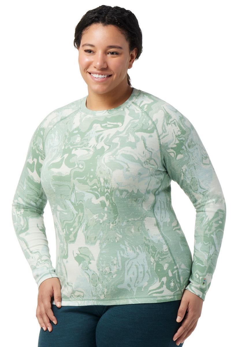 Classic Thermal Merino Base Layer Pattern Crew Plus - Womens - Jade Marble 2