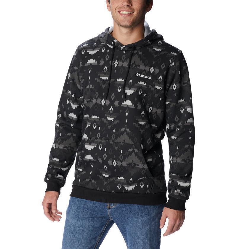 Columbia Logo Printed Hoodie - Mens - Black Rocky Mountain Print 1
