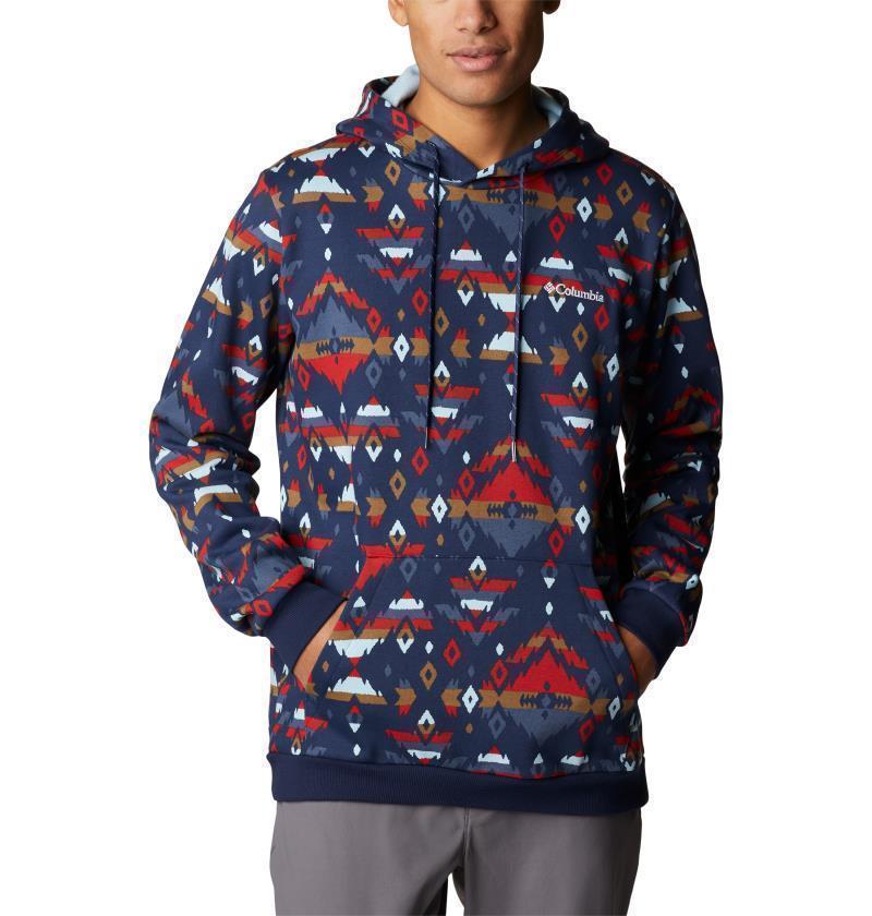 Columbia Logo Printed Hoodie - Mens - Collegiate Navy Rocky Mountain Print 1
