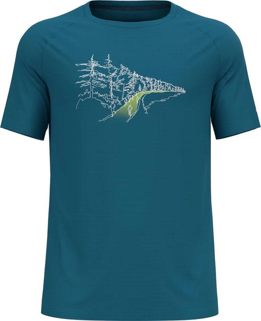Essential Print Crew Neck SS - Mens - Saxony Blue 1