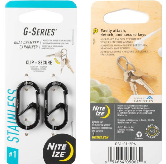 G-Series Dual Chamber Carabiner #1 - 2 Pack - Black 1