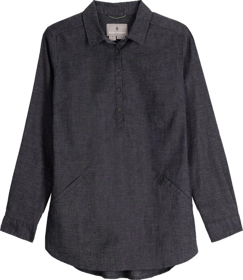 Hemp Chambray LS - Womens - Asphalt 1