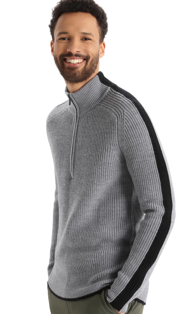 Lodge LS Half Zip Sweater - Mens - Gritstone Heather / Black 2