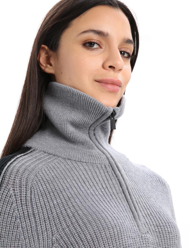Lodge LS Half Zip Sweater - Womens - Gritstone Heather / Black 4