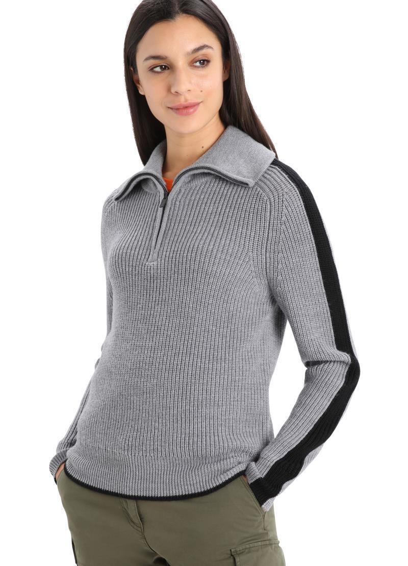 Lodge LS Half Zip Sweater - Womens - Gritstone Heather / Black 2