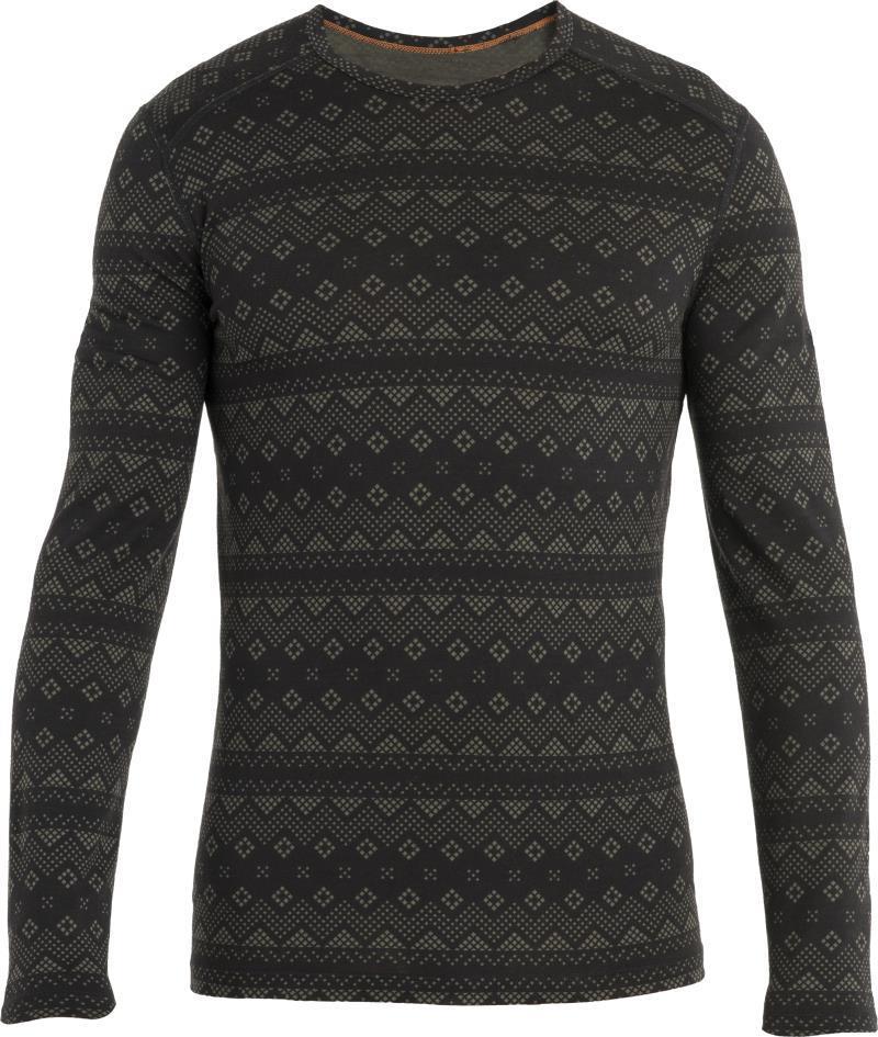 Merino 200 Oasis LS Crewe - First Snow - Mens - Black / Loden / AOP 1