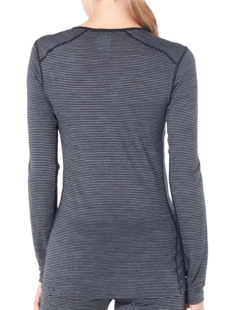 Merino 200 Oasis LS V-Neck - Womens - Black / Snow / Stripe 2