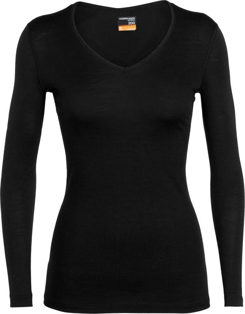 Merino 200 Oasis LS V-Neck - Womens - Black - Stripe 1